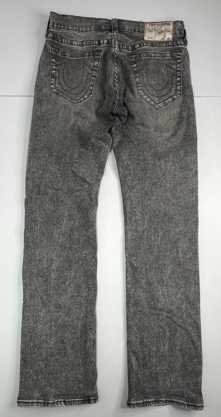 True Religion Ricky Relaxed Straight Jeans Gray Acid Wash Men’s Size 31